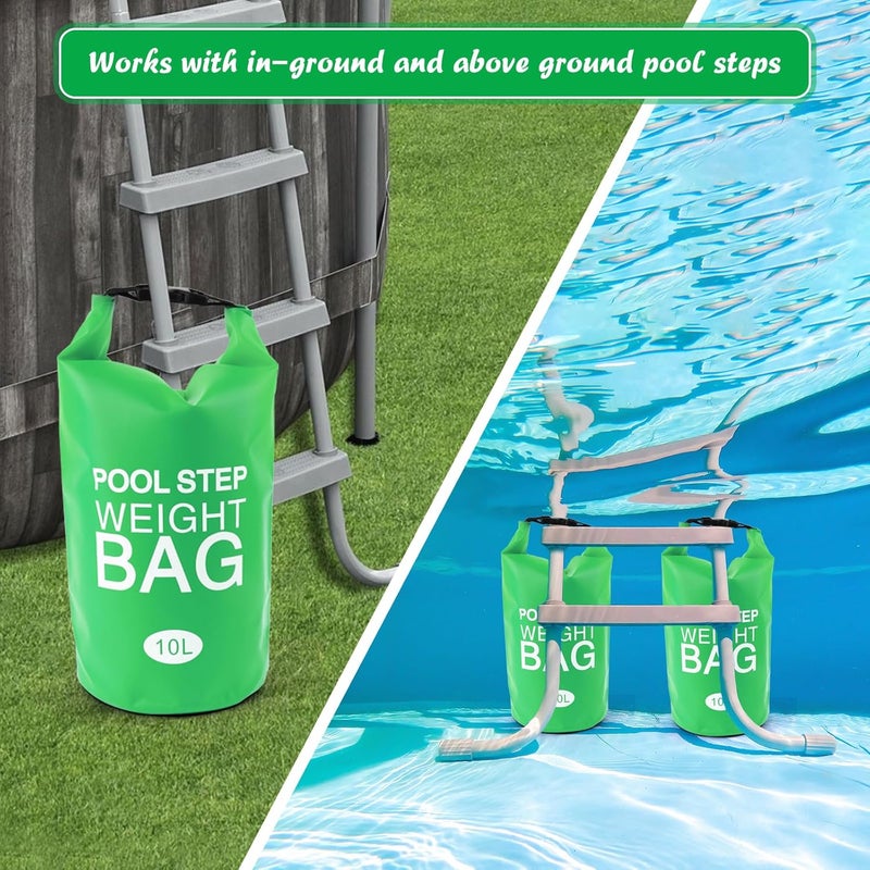 whumsdog Universal Foldable Pool Stair Weights - 250D PVC Waterproof, Easy Fill Sand (Green) for Above Ground Pool Ladder - Image 4